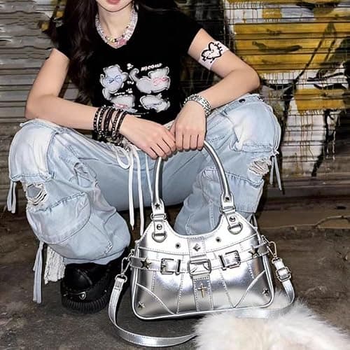 Uchyius Kawaii Ita Bag, PU Leather Shoulder Bag with Insert Anime Badge Display, Y2k Purse Pin Display Crossbody Bags thumbnail 8
