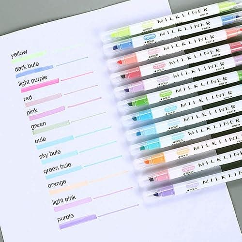 EooUooIP Highlighters Pen, 12 Colors Broad and Fine Tips Pastel Pens Pastel Highlighters for School Student Office thumbnail 3