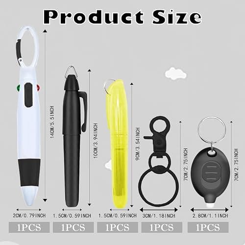 Daemson Nurse Pen Set, Badge Reel Pen Include Highlighter, Permanent Marker, LED Keychain Flashlight, Ballpoint Pen, and Nursing Keychain Clip (Black) thumbnail 3