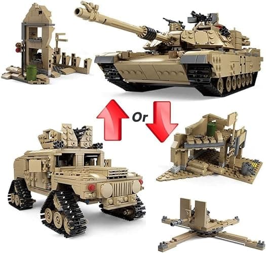 Feleph M1A2 Tank Set Military Model Kit 1:28 Scale WW2 Army Custom Vehicles Set, 2-in-1 Tank Hummer Building Bricks Toys for Model Lovers (1463 Pieces) thumbnail 3