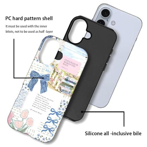 Case for iPhone 16 Plus - Slim Fit Anti-Scratch Phone Case for Girl Women - Christian Blue Bow God Religious (Frosted) thumbnail 3