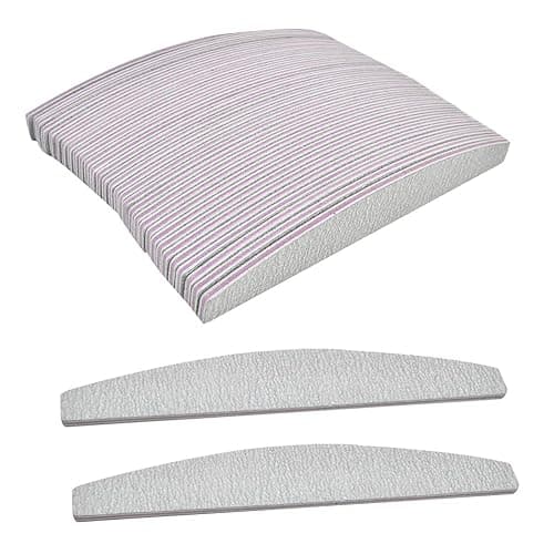 50PCS Professional Nail Files 100/180 Grit Double Sided Emery Board Nail File Acrylic Gel Natural Nail Styling Tools Pet Grooming Tools for Home and Salon Use, Washable Half-Moon Emery Boards for Nail - Image 1