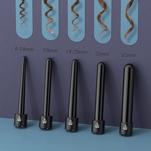 Lockenstab 5 in 1 LCD Keramikbeschichtung Multifunktions Austauschbare Welleneisen mit Handschuhe Lockenwickler Kit ET-W301 - Black thumbnail 2