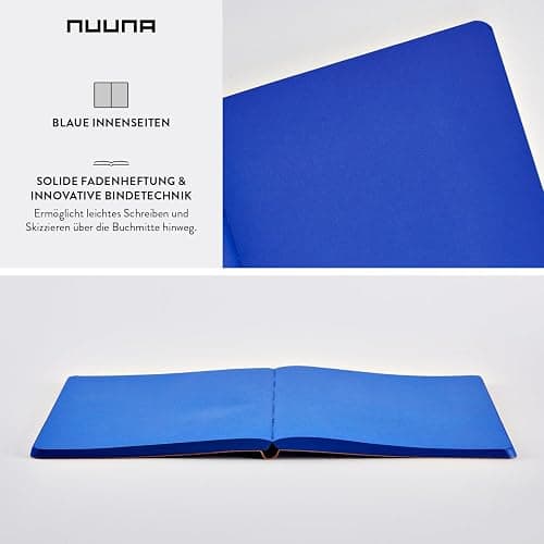 Nuuna Notizbuch A5+ | Not White L Light - Blau | 144 blaue Seiten | 120g blaues Premium-Papier | mit Stift- und Smartphonehalterung | Gelstift weiß | nachhaltig produziert in Deutschland thumbnail 4