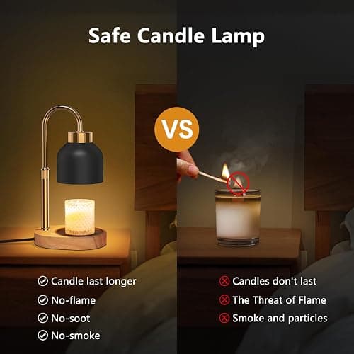 WUEAOA Candle Warmer Lamp with Timer and Dimmer, Height and Brightness Adjustable, Black Electric Wax Warmer for Women Mom, Best Birthday and House Warming Gift New Home Decor thumbnail 4