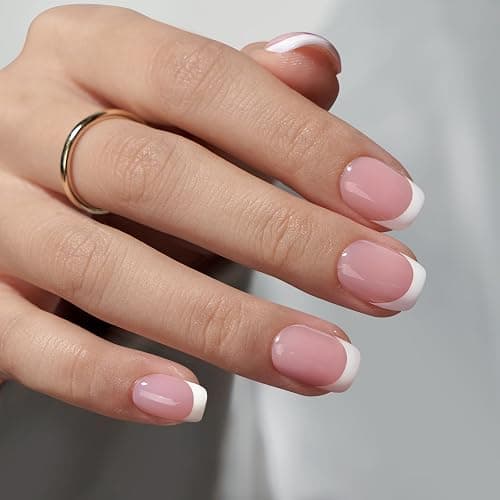 BTArtboxnails XCOATTIPS French Tips Nails - Extra Short Square Nail Tips with Nail Gel, French Protecing Duo, Nail Lamp, All in One Soft Gel French Tip Press on Nails Gel Extension thumbnail 2