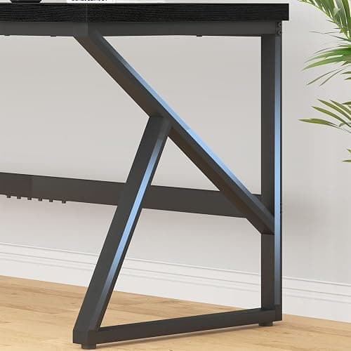 HSH 70 Inch Long Black Desk, Large Metal Wood Computer Desk for 2 Monitors, Modern Home Office PC Laptop Desk for 2 People Executive Writing Work Study Gaming, Simple Bedroom Living Room Black Table thumbnail 8