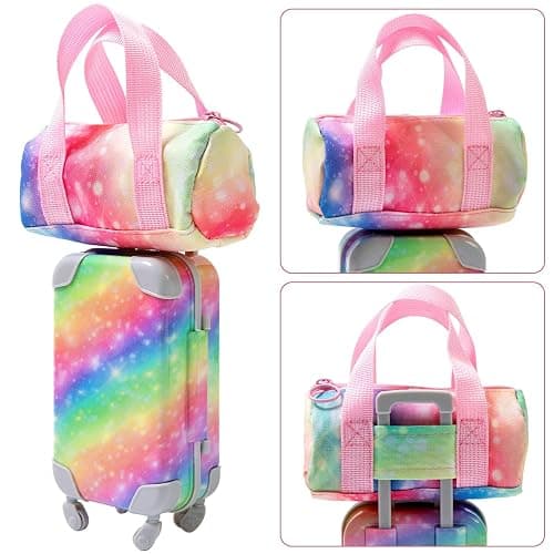 K.T. Fancy 23 PCS American 18 Inch Doll Accessories Suitcase Luggage Travel Set - Rainbow Suitcase Rainbow Bag Camera Computer Cell Phone Neck Pillow Eye Mask Glasses Gift for Christmas (NO Doll) thumbnail 5