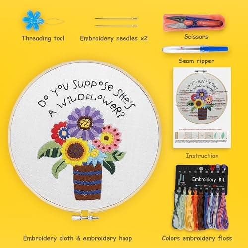 BERYA Cactus Embroidery Kit Including Video Step by Step Instructions Embroidery Hoop,Color Threads and Embroidery Scissors for Beginners-Handmade Needlepoint Kits for Adults thumbnail 2