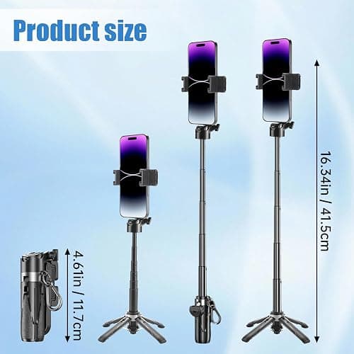 Portable Smartphone Tripod Selfie Stick with Bluetooth Remote Control, Compatible with iPhone/Android, Multi-Functional Foldable Design for Live Streaming, Video Recording, and Photography thumbnail 3