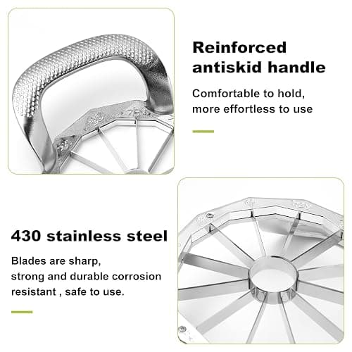 LIIGEMI Apple Slicer,12-Slices Stainless Steel Cutter，Heavy Duty Stainless Steel Apple Cutter and Divider， Anti-slip Handle，Gifts for Mom， Easy to Use. thumbnail 6