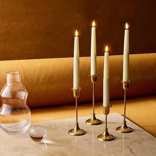 LampLust Flameless Taper Candles, Realistic 3D Flame with Wick, 9 Inch, 4 Pack, Ivory Wax, Flickering Flameless Candle LED, Remote & Timer Included, Home Decor, Winter Decorations for Home thumbnail 5