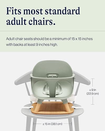 Lalo The Booster Seat for Babies & Toddlers, Children's Booster Seat, Easy to Clean Five-Point Safety Harness & Durable Non-Toxic Plastic Seat & Belly Bar - Sage thumbnail 2