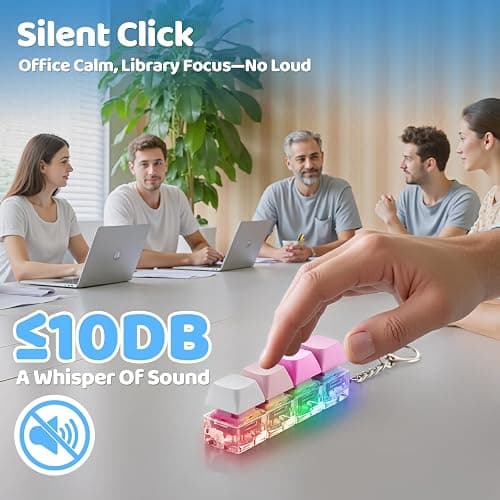 2 Pack Keyboard Fidget Toy Light Up – Clicky & Silent Keyboard Clicker Fidget Keychain – Quiet Fidget Toys for Adults, Sensory Toy for Boost Focus & Calm Anxiety at Work, Travel – Stress Relief Gifts thumbnail 3