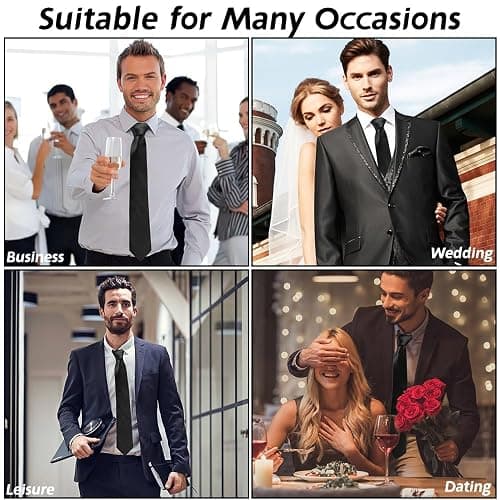 ItkFresh Ties for Men, Mens Ties Solid Color, Men's Neckties Satin, Formal Tie for Wedding Business Graduation thumbnail 6