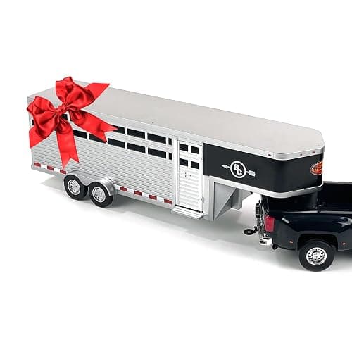 Big Country Toys - Sundowner Horse Trailer with Gooseneck Trailer Hitch for Farm Toys & Toy Trucks with Working Rear and Side Doors 1:20 Scale - Image 1