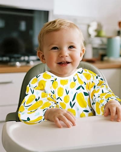 babygoal Waterproof Baby Bibs with Long Sleeves, Reusable Mess Proof Smock Bib for 6-24 Months thumbnail 2