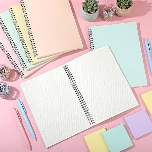 Fuutreo 6 Pack Spiral Notebook 10.5x7.45 Notebook,Macaron,Bright Colors | B5 Spiral College Ruled Notebook,140 Page Journal, Writing Kraft Cover Lined Notepad for Office School Journaling thumbnail 2