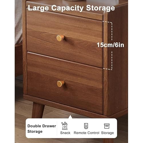 Modern Nightstand with 2 Drawers and Open Shelf - Sturdy and Multifunctional Side Table for Bedrooms, Living Rooms and Small Spaces (Size : Length:30cm/12in) thumbnail 4