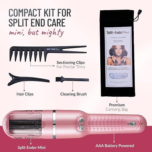 Split Ender Mini – Original Cordless Split End Hair Trimmer for Dry, Damaged, Brittle, Curly, Frizzy, or Straight Hair – Battery Operated Home Styling Tool for Split Ends (Battery-Powered, Light Pink) thumbnail 5