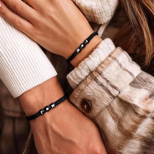 2PCS Custom Name Initial bracelets,Personalized Pinky Promise Couple Bracelets Set,Adjustable Matching Jewelry Gifts for Him/Her, Best Friend, Family,Gift for girlfriend boyfriend,Valentines & Mother's Day Gift thumbnail 2