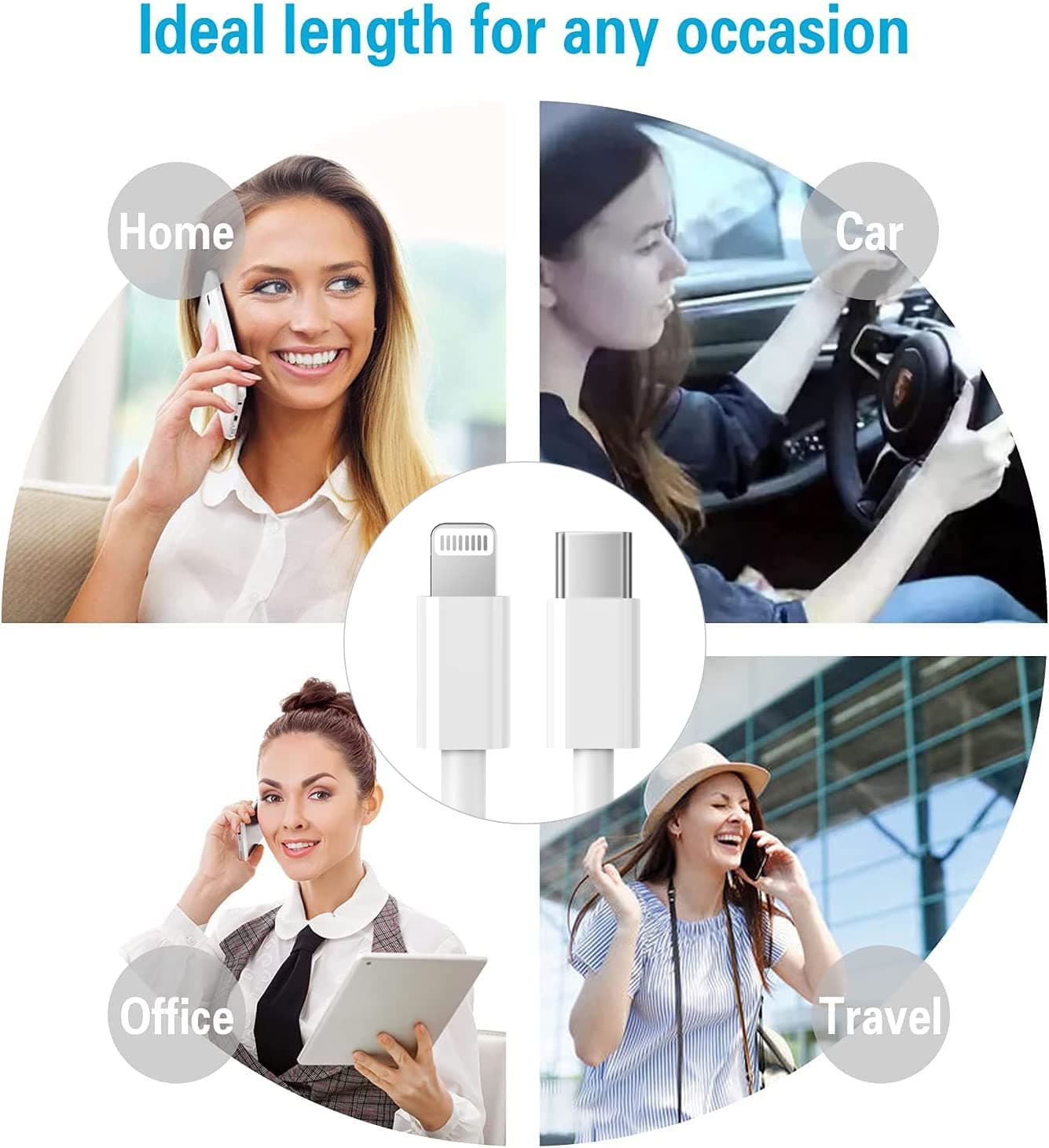 USB C to Lightning Cable 3Pack 6FT [Apple MFi Certified] iPhone Fast Charger Cable USB-C Power Delivery Charging Cord Compatible with iPhone 14/13/12/11/XS/Max/XR/X/8Pad, White thumbnail 7