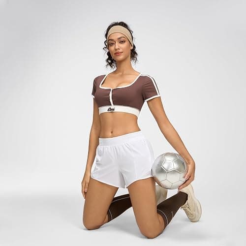 MCEDAR Women's Low Waisted Running Shorts 4" with Mesh-Lined Active Workout Quick Dry Gym Athletic Sports Short Zip Pocket thumbnail 6