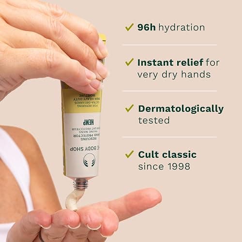 The Body Shop Hemp Hand Protector (1x 30ml), Intensive Hand Cream for Very Dry Hands, 96hr Heavy-Duty Moisture, Non-Greasy Vegan Hand Moisturiser with Hemp Seed Oil thumbnail 5