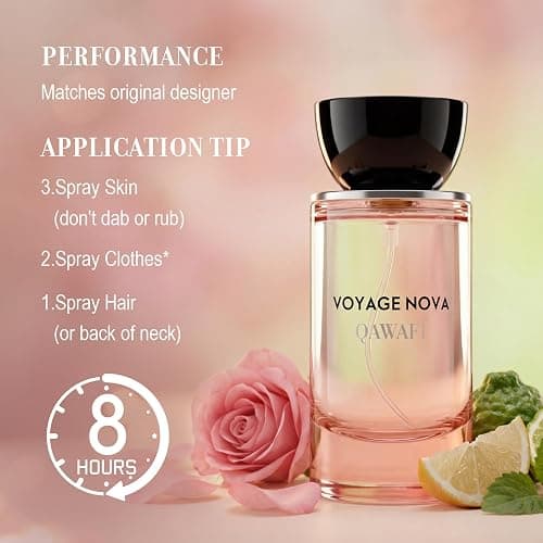 QAWAFI Voyage Nova Eau de Parfum for Women, Lychee Bergamot Ginger, Rose Peony Cocoa Blossom, Elegant Patchouli, Long Lasting Spring Fall Perfume, 50ml &1.7fl oz thumbnail 3