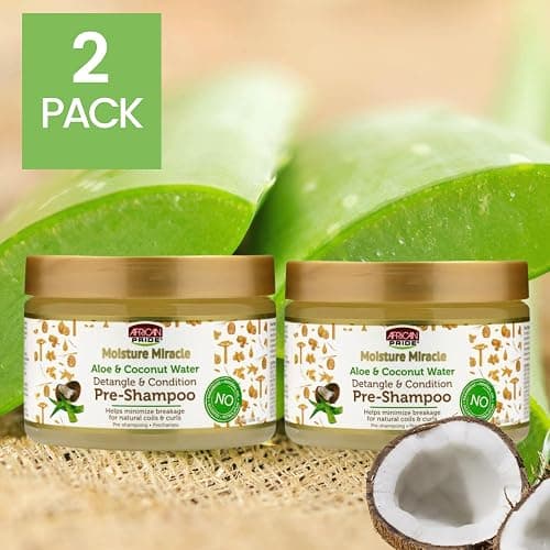 UNIBEAUTIES Hair Detangler Hair Treatment Pre-Shampoo Bundle made for 2 Pack African Pride Moisture Miracle Aloe & Coconut Water Pre-Shampoo & unibeauties Hair Care Kit- Detangling Hair Brush,Shower Caps& Microfiber Hair Towel thumbnail 2