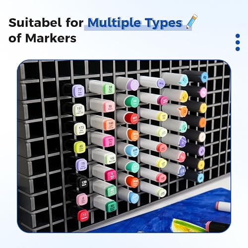 SANFURNEY Art Marker Storage Rack for 300 Markers, Watercolour Brushes Pens Color Pencils Organizer Holder for Desk - Black thumbnail 5