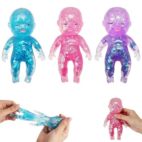 3PCS Squishy Glitter Slow Rising,Glitter Doll Squishies Stress Ball,Sugar Squishy Filled Glitter Slow Rising Squishy Sensory Fidget Toys for Stress Relief for Adults Use - Image 1
