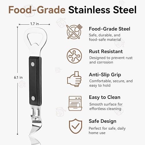 Anyongora Can Punch Opener with Non-Slip Handle, 2-in-1 Stainless Steel Beer Bottle and Can Opener, Rust-Resistant and Compact, for Kitchen, Bar, Camping thumbnail 4