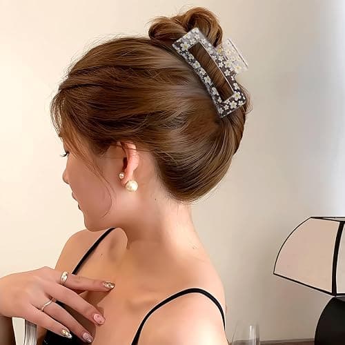 3PCS Flower Hair Claw Clips 3.3 Inch Cute Spring Rectangle Hair Clips Daisy Small Pink Flower NonSlip Hair Barrettes Strong Hold Hair Clamps Fashion Hair Accessories for Women Girls thumbnail 6