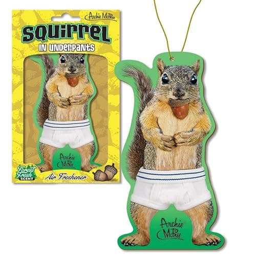 Squirrel Standing in Underwear Funny Air Freshener - Image 1