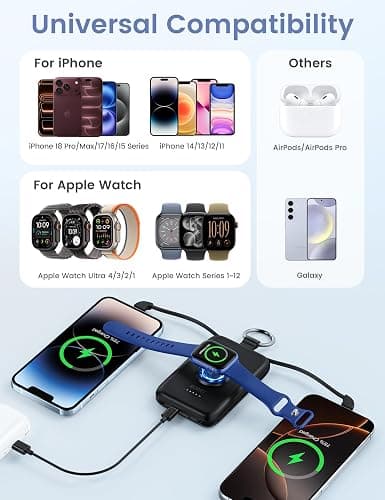 RORRY CharmGo Portable Charger, 10000mAh 20W Fast Charging Power Bank | Built-in Cables, Travel Keychain Battery Pack Essentials for Apple Watch 1~12 Series/Ultra/SE & iPhone 18 Pro Max/17/16/15 thumbnail 3