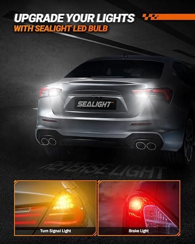 SEALIGHT 3157 LED Bulb Reverse Light, Brake Bulbs 600% Brighter 6000K 1800LM Super Bright 3056 3156 3057 LED Bulbs with Projector Len for DRL Tail Brake Turn Signal Lights, White 2PCS thumbnail 2