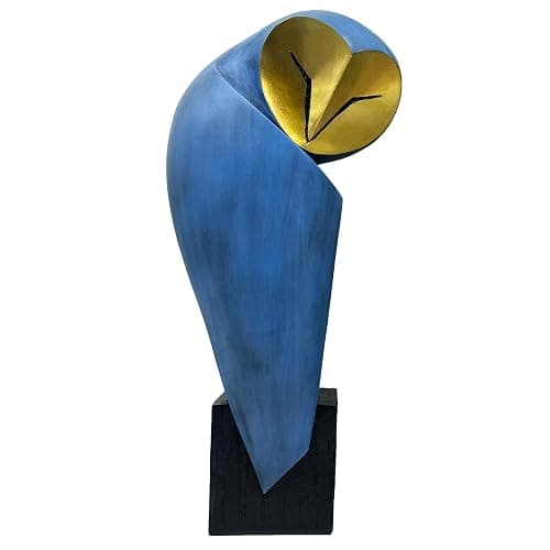 YHHRESINHOME Mid-Century Modern 15 Inch Resin Owl Sculpture - Handmade Vintage Home Decor Statue for Bookshelves, Office Desk, Mantel & Collector Display - Image 1