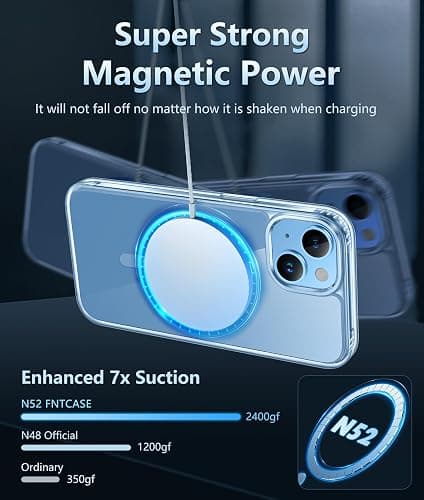 FNTCASE for iPhone 14 Plus Case: Clear Magnetic Phone Cases Compatible with Magsafe Slim Anti Yellowing Military Grade Drop Protection Rugged Protective Transparent Cell Phone Cover (A-Clear) thumbnail 3