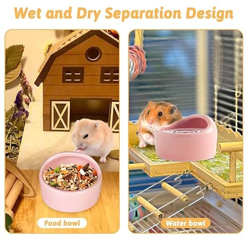 Tfwadmx 2 Pcs Hamster Food Bowl, Ceramic Pet Hamster Bowl Dwarf Hamster Food Bowl Feeder Hamster Water Rat Bowl Small Animal Food Dish for Golden Bears, Hedgehogs, Dutch Pigs, Parrots (Pink) thumbnail 4