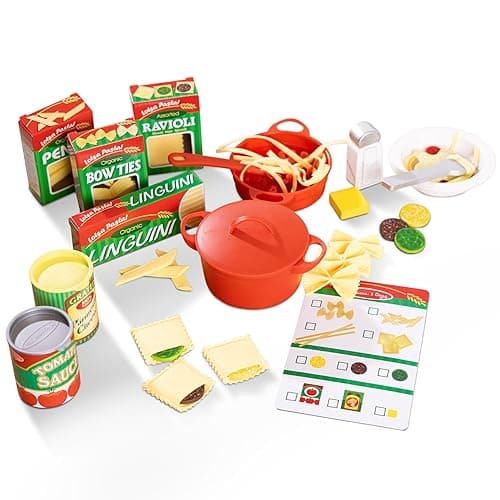 Melissa & Doug Prepare & Serve Pasta Set with Toy Food & Kids Play Kitchen Accessories, Montessori-Inspired Preschool Learning Toys for Girls & Boys 3+ - Image 1