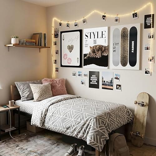ZBMYYGO 3Pcs Black Trendy Leopard 8Ball Skateboard Wall Art 12X16in Framed | Vintage Fashion Preppy Funky Cheetah skateboard Lucky 8Ball Artwork Posters Print for Bedroom LivingRoom Bathroom Decoration thumbnail 2