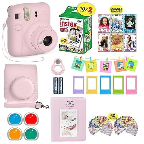 Fujifilm Instax Mini 12 Camera Bundle - Pink, 20 Film Sheets, Carrying Case, Photo Album, Frames, Filters - Image 1
