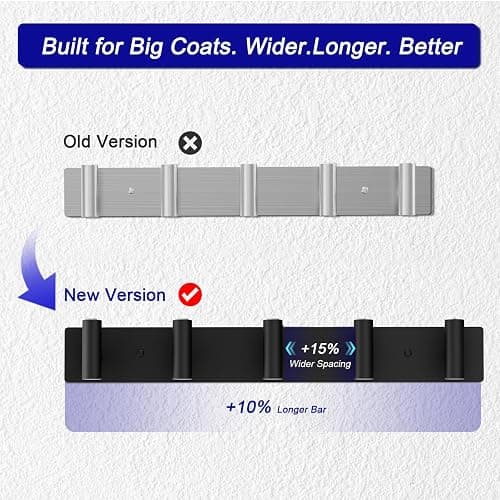 Bntuk Coat Rack Wall Mount, Towel Racks for Bathroom with 5 Coat Hooks for Robes Bags Keys, Hat Rack for Wall Towel Hooks for Entryway, Home Wall Organizer Essential (Black) thumbnail 4