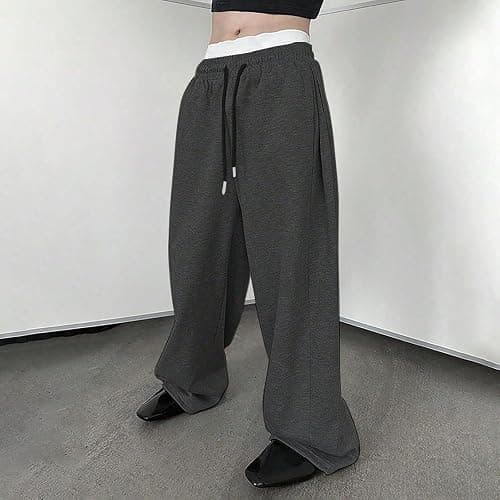 Baggy Sweatpants Men Wide Leg Sweats Pants Loose Cotton Open Bottom Joggers with Pockets Y2k Tall Trousers Streetwear thumbnail 2