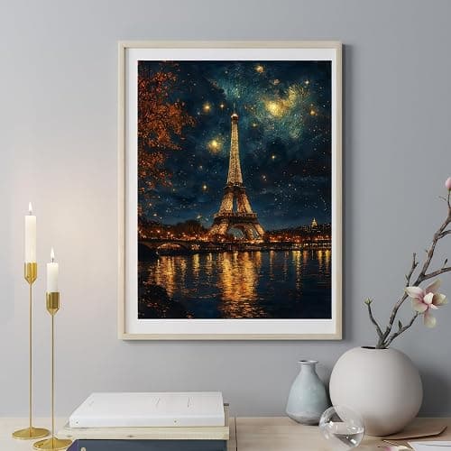 5D Diamond Painting Kits for Adults, Landscape Eiffel Tower Diamond Art Kits for Adults Beginner, DIY Full Drill Diamond Dot Gem Painting for Home Wall Decor 12x16inch thumbnail 3