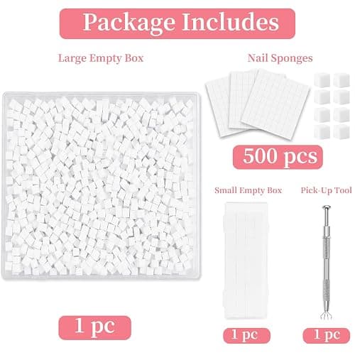 EWVVSS 500-Piece Nail Sponges Mini Disposable Nail Sponges for Ombre & Gradient Nail Art with Picker Tool & Storage Box, Sponge Cubes for Gel Polish Blending, Home and Salon Manicure Supplies thumbnail 3