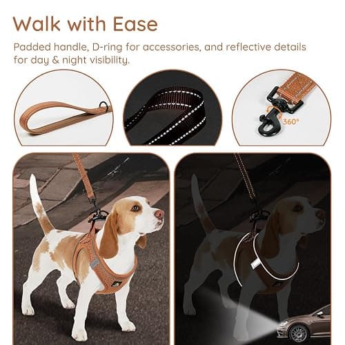 BELLA & PAL Step in Vest Harness for Small and Medium Dogs, No Pull Small Dog Harness with Leash Set, Comfortable Air Mesh Dog Vest Harness with Reflective Strip (Mokka, L) thumbnail 4