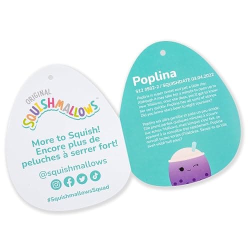 Squishmallows Original 12-Inch Poplina Purple Boba Tea with Blue Straw - Official Jazwares Plush thumbnail 7