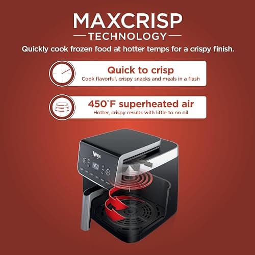 Ninja | Air Fryer | 6.5 QT Pro XL Capacity fits 9lbs of Wings | 6-in-1 Max Crisp, Air Fry, Roast, Bake, Reheat & Dehydrate | Nonstick Basket, Crisper Plate & Recipe Guide | Grey | AF181 thumbnail 2